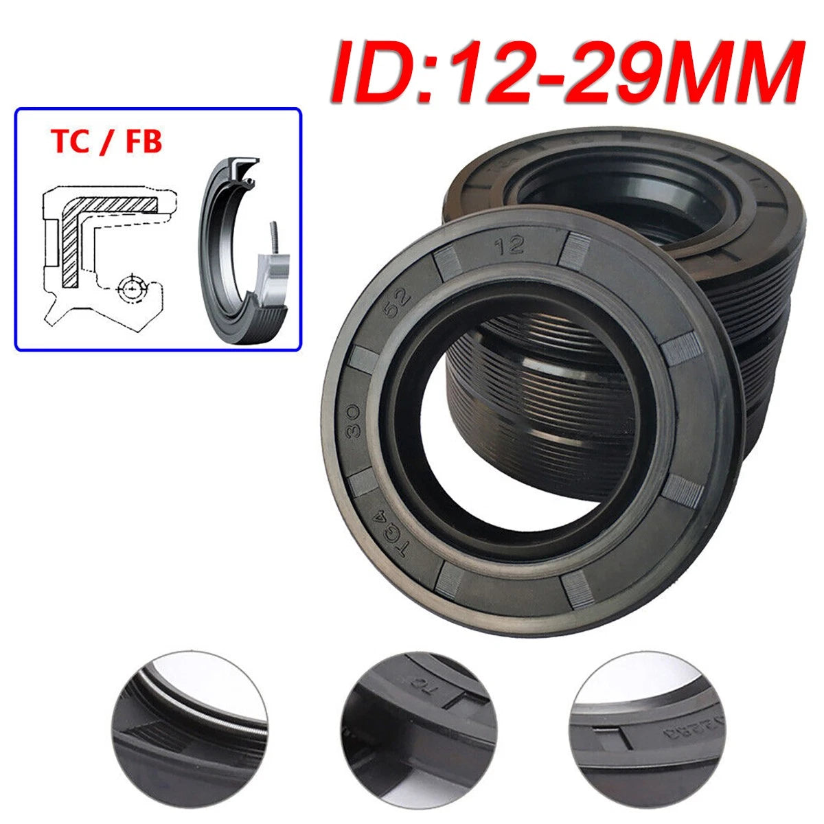 TC FB Skeleton Oil Seal Rings NBR Double Lip Seal — Rotation Shaft ID 12mm–29mm