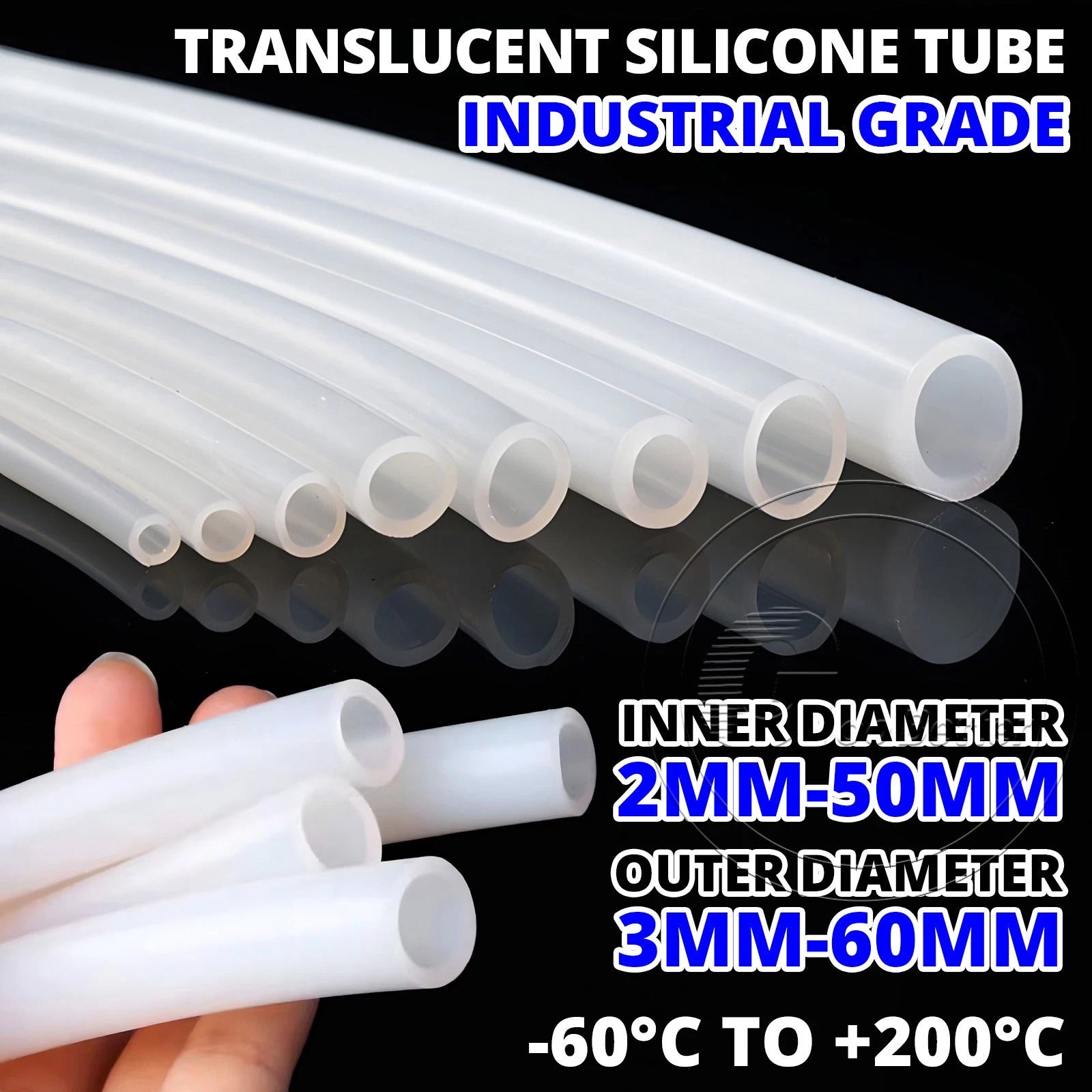 Translucent Silicone Tube — Industrial Grade Soft Rubber Hose ID 2–70mm