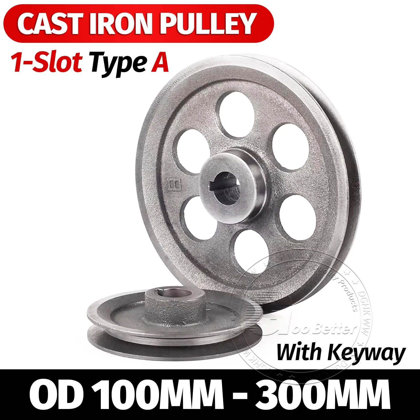 V-Belt Pulley Motor Pulleys Hollow 5-8mm Discs Dia Ø100-300mm For 1A Type Belts
