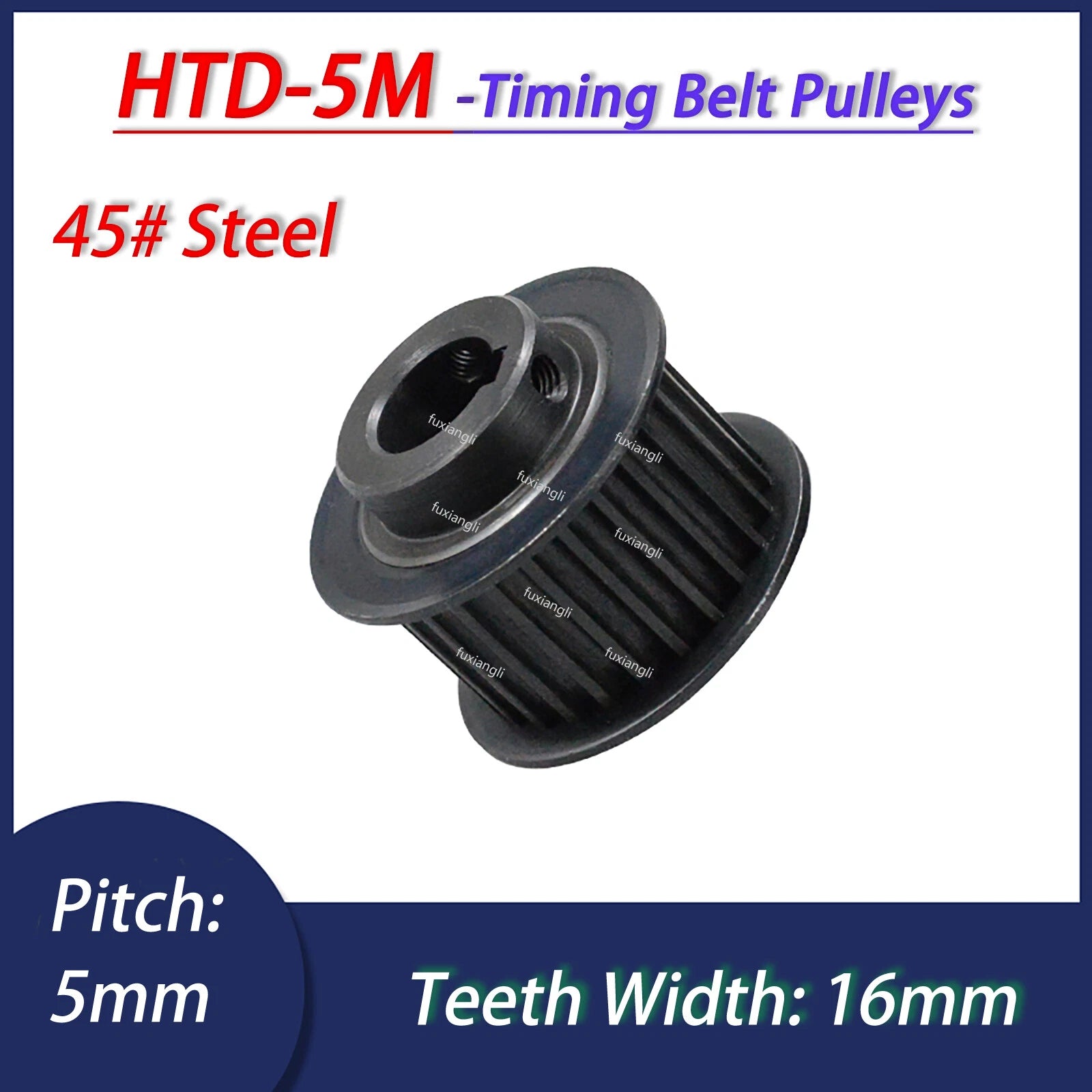 HTD-5M 15T-72T Timing Belt Pulleys Pitch 5mm Width 16mm BF With Keyway 45# Steel