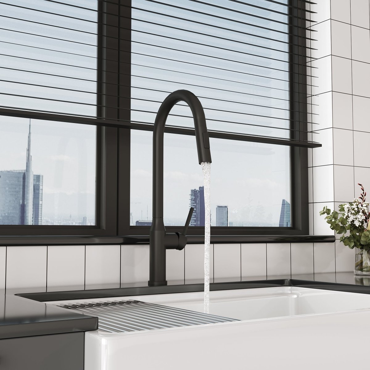 18.83" CUPC Certified Pull - down Kitchen Faucet (Matt Black Finish) - HomeDIYer