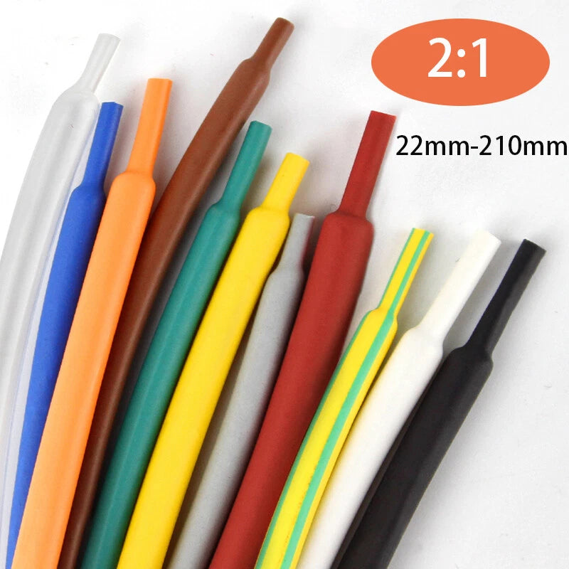 2:1 Ratio Heat Shrink Tubing — 12 Colors, 1mm–210mm Diameter, 1m/2m/5m
