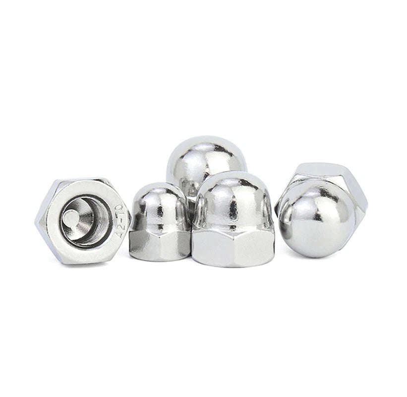 304 Stainless Steel Cap Nuts – Acorn Nuts for M3 to M12 Screws (Decorative & Protective)