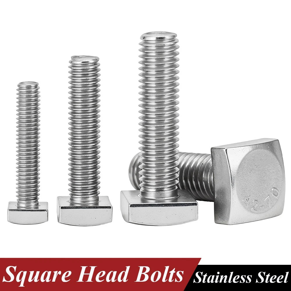 M4 M5 Small Head Square Bolt — 304 Stainless Steel, Multiple Lengths