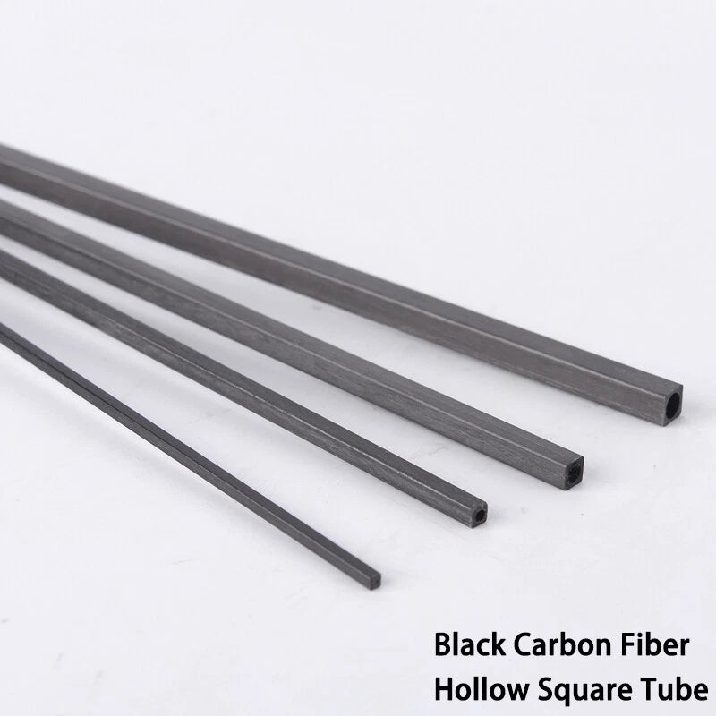 Carbon Fiber Square Tube with Round Hole — 200mm Hollow Pole, 1.7mm to 5mm OD