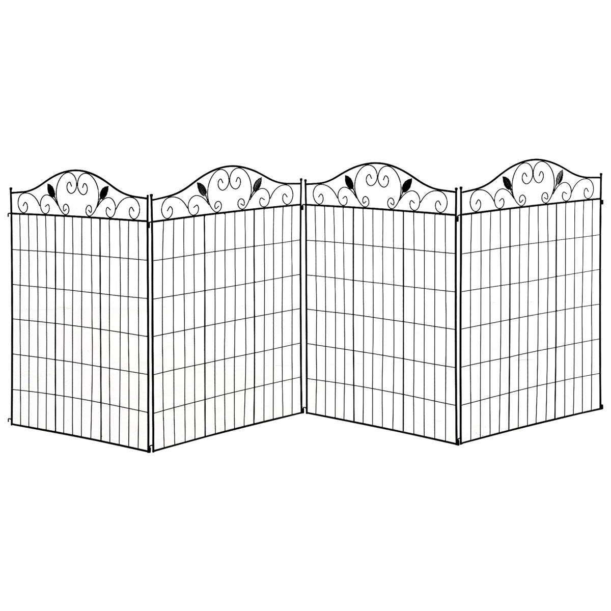 Outsunny 4 - Pack Decorative Garden Fence Panels | 44" Steel Border Fence - HomeDIYer