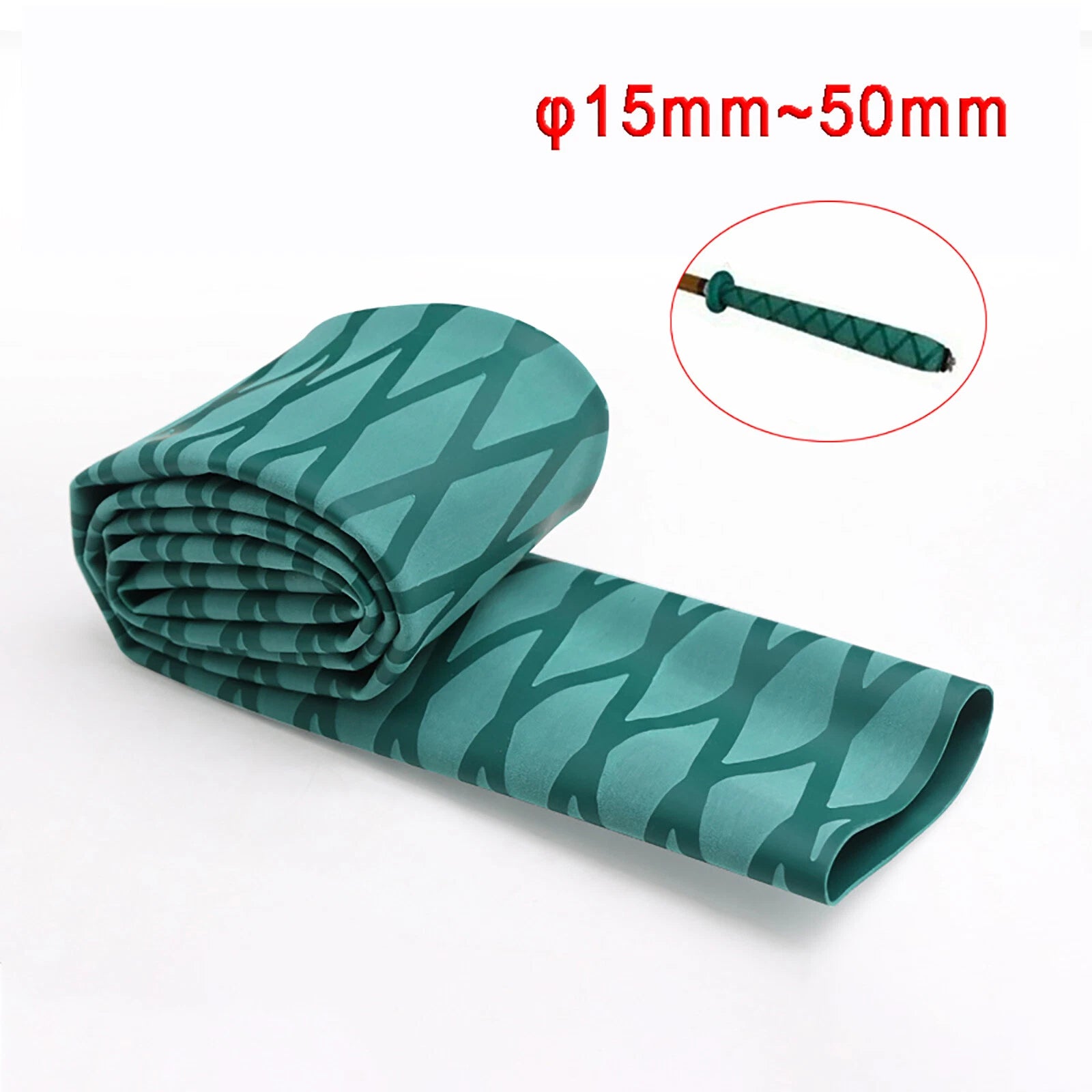 Textured Heat Shrink Tubing for Fishing Rod Handles — Non-Slip Grip Sleeve, Green