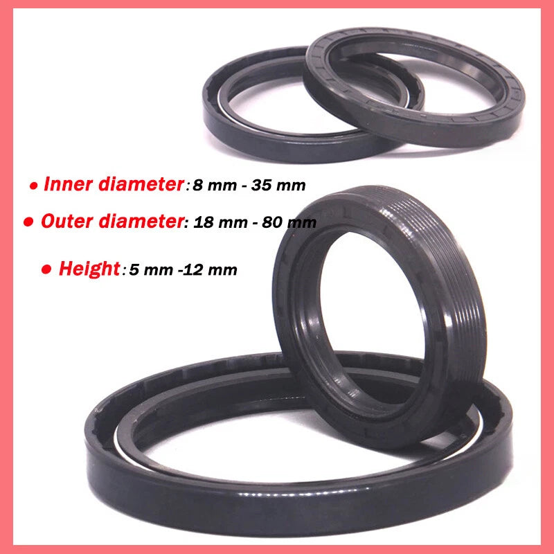 TC Oil Seal NBR Double Lip Rotary Shaft Seal — ID 8–35mm, 236 Sizes