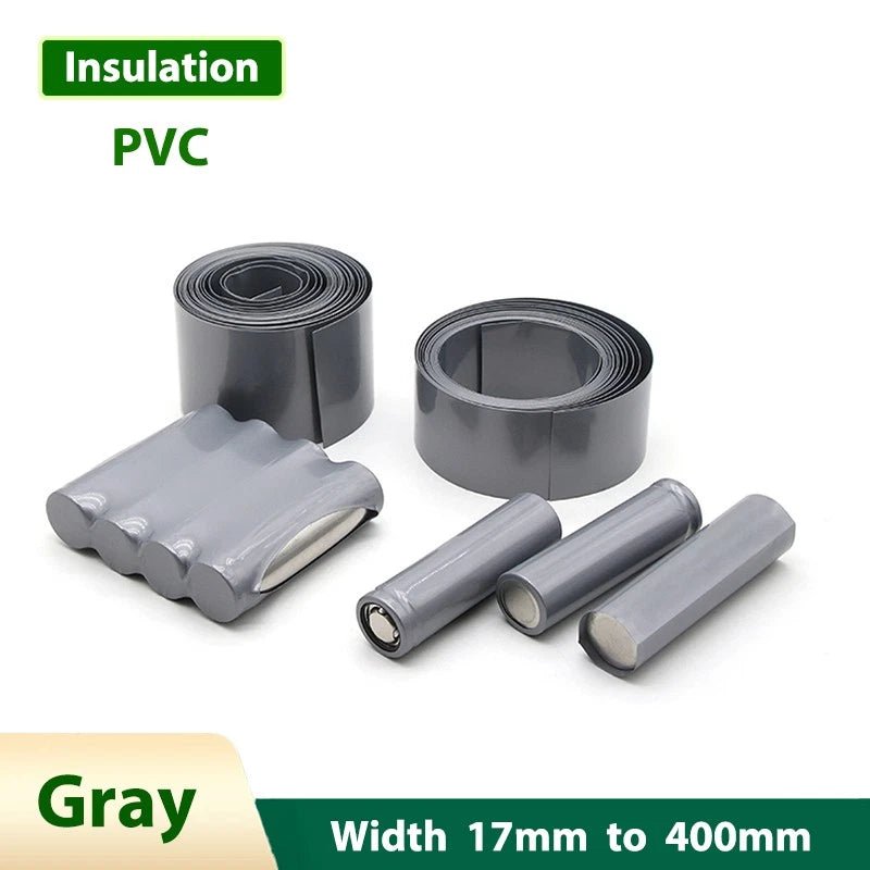 Gray PVC Heat Shrink Tubing — 17mm to 400mm Flat Width, Battery & Wire Insulation Sleeve - HomeDIYer