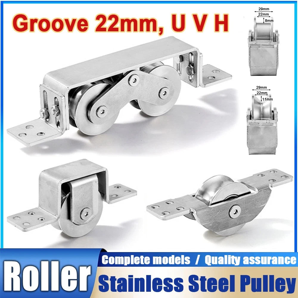 Stainless Steel Pulley Groove 22mm Sliding Door Roller Runner Wheel Track Pulley