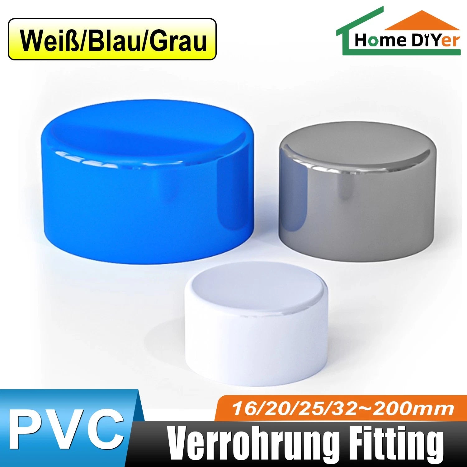 PVC Pipe End Cap Cover Stop Plug 20mm~200mm Pipe Fittings For Aquarium Pond