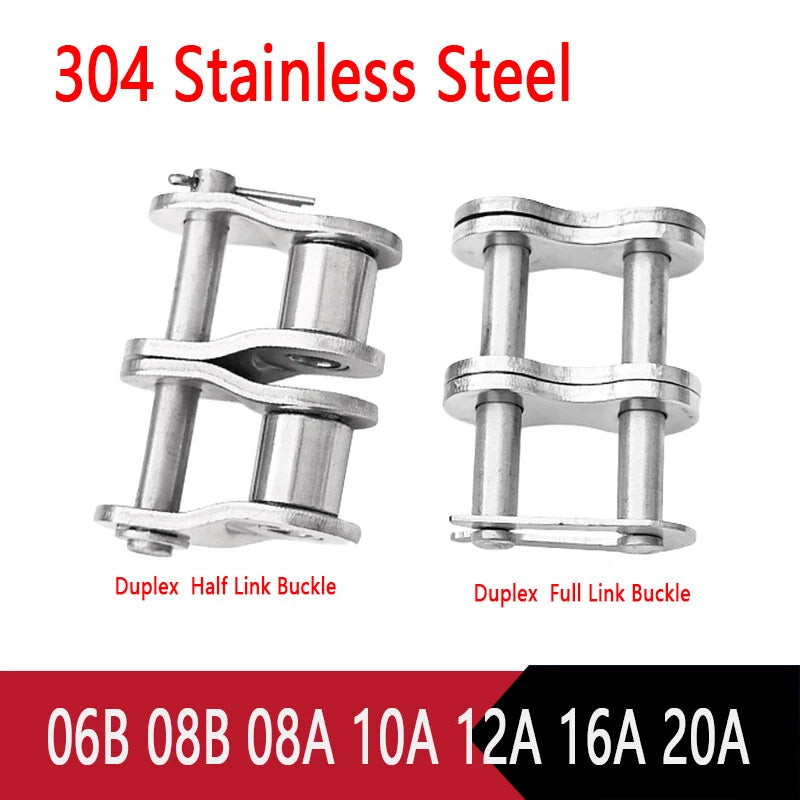 A2 Stainless Steel Duplex Roller Chains Full/Half Connecting Links 06B-2 - 20A-2