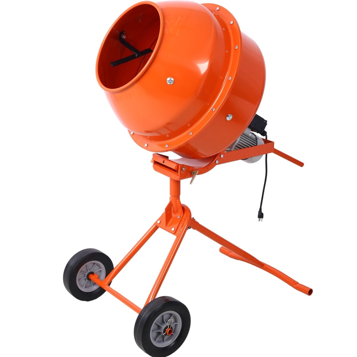 370W Portable Electric Concrete Mixer Cement Mixing Barrow Machine Mixing Mortar Handle with Wheel (4.6 cu/ft.) - HomeDIYer
