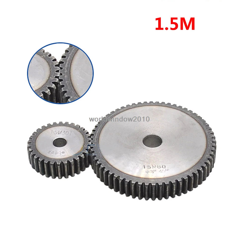 45# Steel Spur Gear 1.5M12T-60T Metal Mod 1.5 Pinion Gear 12-60 Tooth Moter Gear