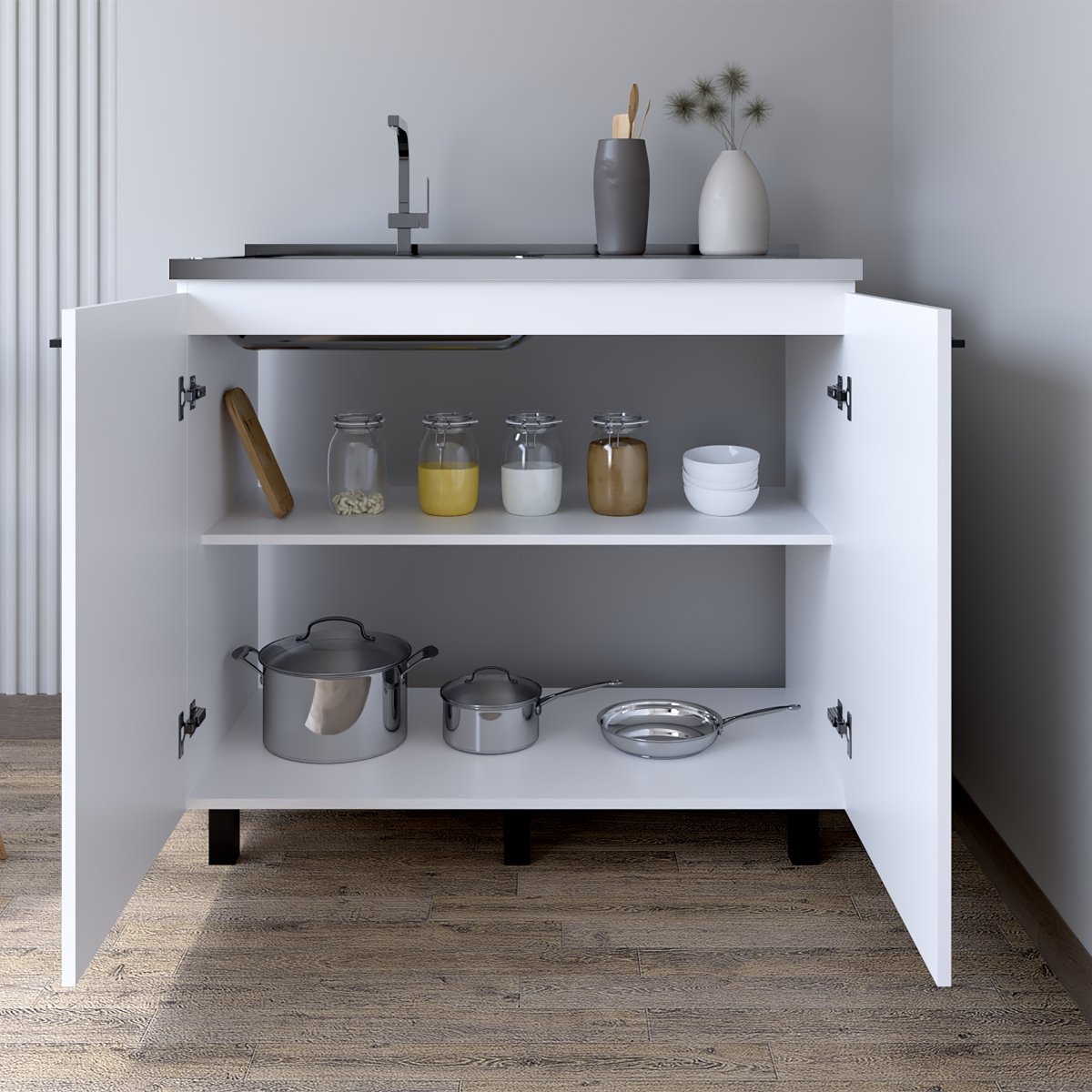 Utility Sink Cabinet Burwood, Kitchen, White - HomeDIYer