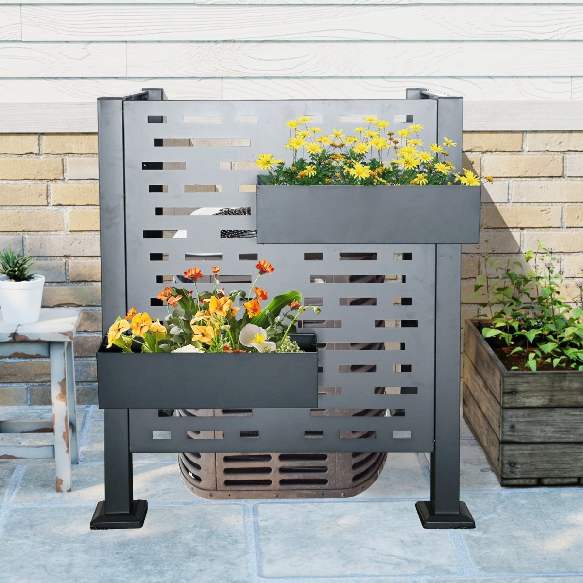 3ftx3ft Air Conditioner Fence for Outdoor Units,Metal Privacy Fence Cover, Perfect to Conceal Air Conditioning Units - HomeDIYer