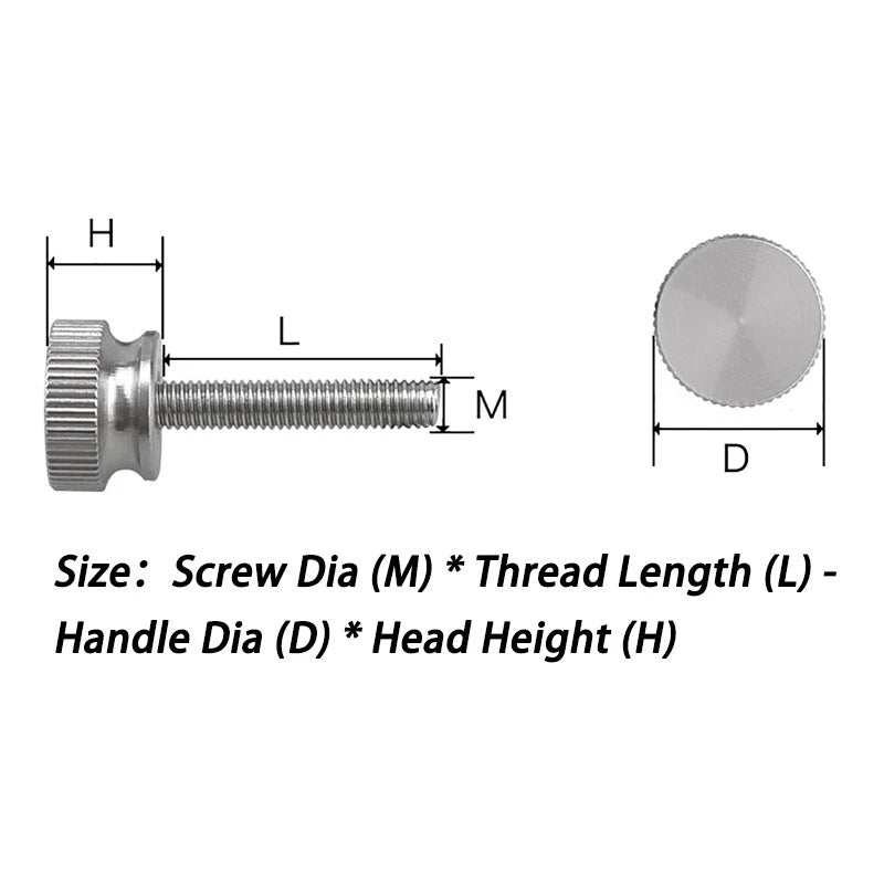304 Stainless Steel Knurled Thumb Screws Ø M3 M4 M5 M6 Hand Grip Knob Bolts New