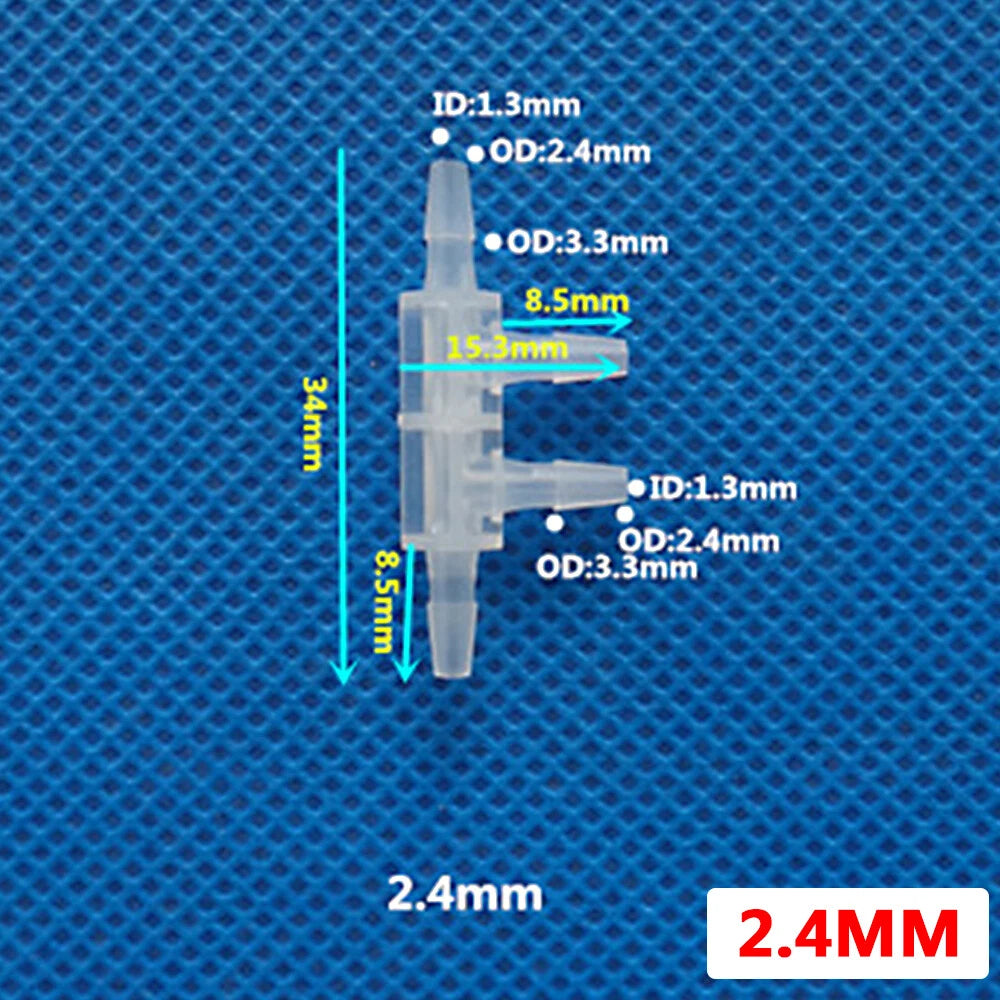 4-Way Plastic Barbed Hose Connector — 2.4mm to 11.1mm Tubing Splitter