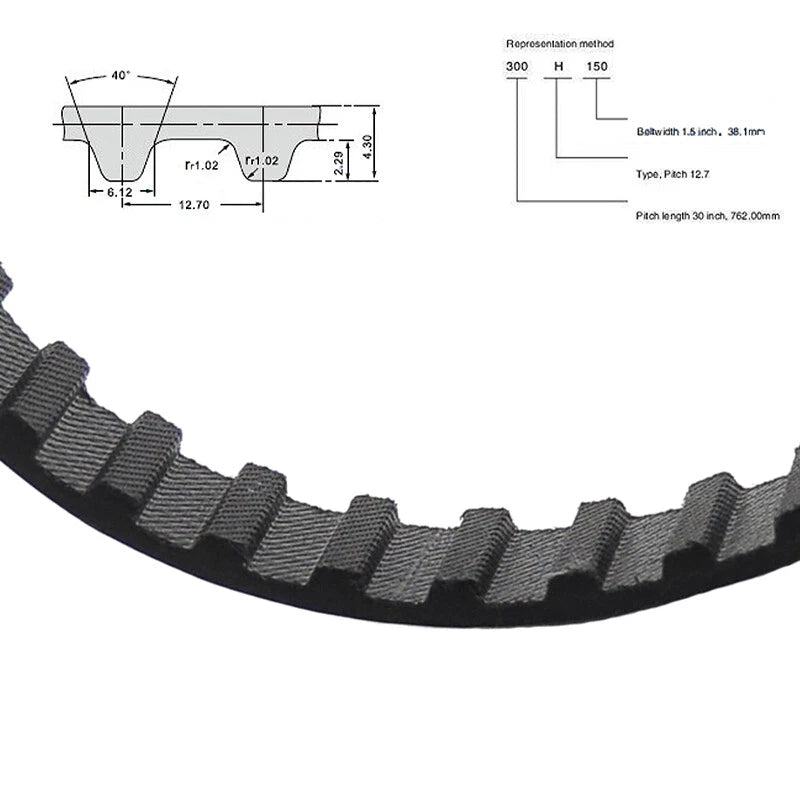 H-Type Rubber Timing Belt 12.7mm Pitch – Closed Loop Synchronous Belt, 25mm & 30mm Wide