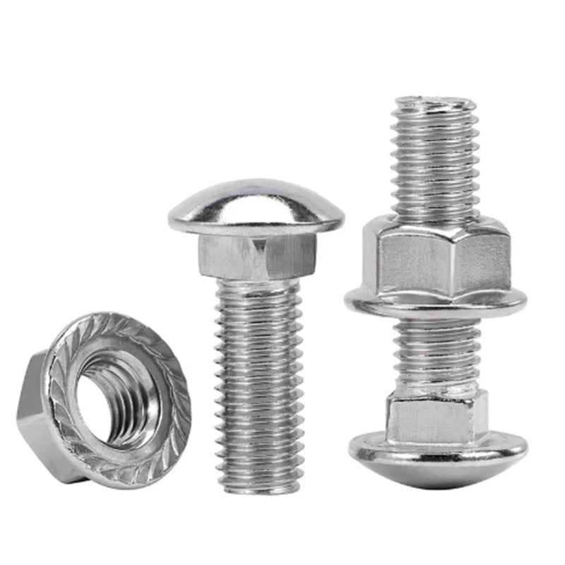 M10 M12 Carriage Bolts with Hex Flange Nuts – A2 Stainless Steel Kit