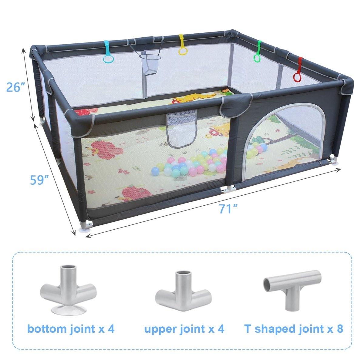71" * 59" Baby Playard Cloth Playpen Removable Enclosures for Indoor and Outdoor Use Care for Children and Pets - HomeDIYer
