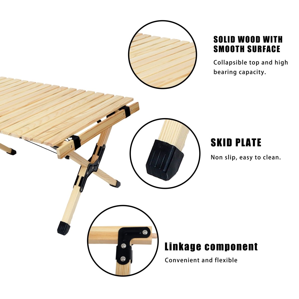 Portable Foldable Outdoor Picnic Table - Natural Beech Wood Camping Table with X - Frame Design - Small Sizes - HomeDIYer