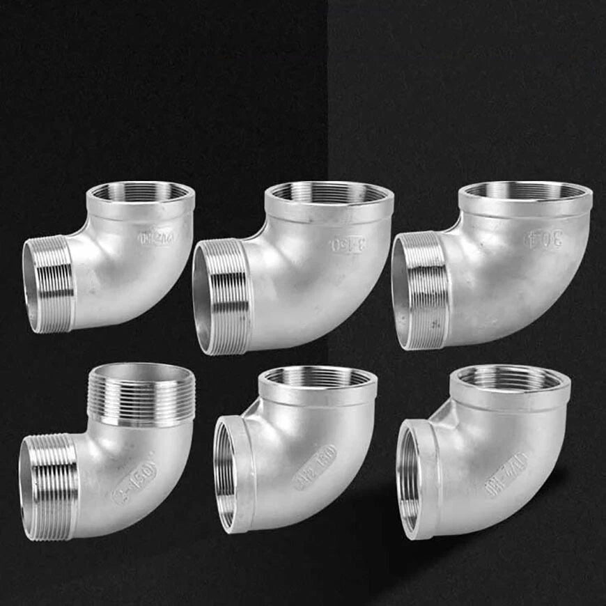 BSP 90° Elbow Pipe Fitting — 304/316 Stainless Steel, 1-1/4" to 4", FF / FM / MM