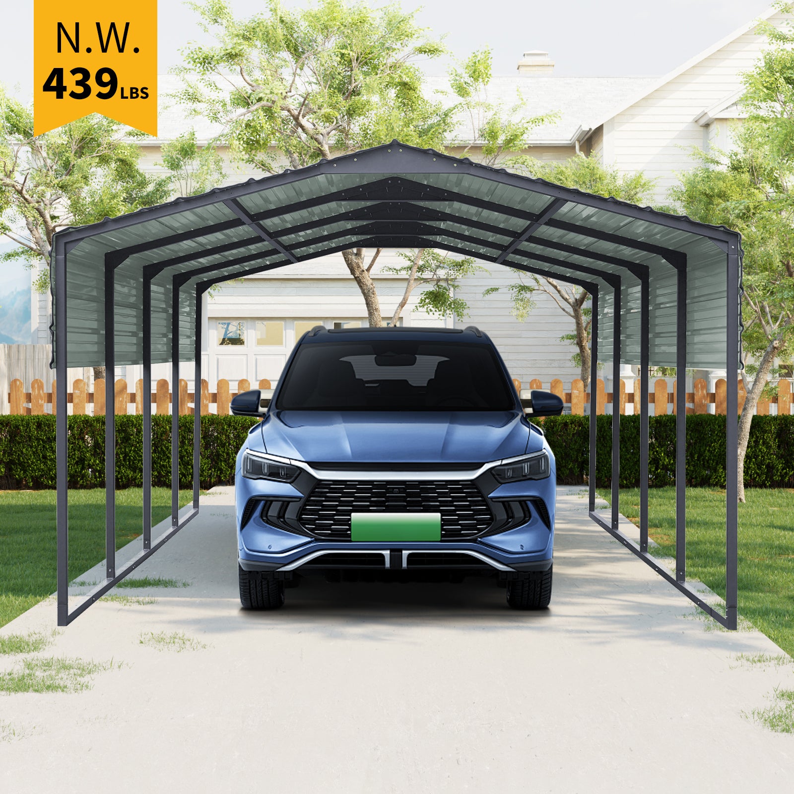 12x20 FT Metal Carport,Heavy Duty Canopy Galvanized Steel Outdoor Garage for Snow,Waterproof Car Shelter,439 ibs