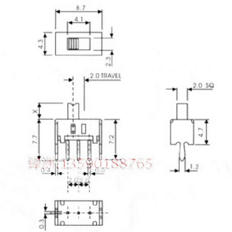 MICRO Slide Switch 5-Pin ON-OFF Mini Toggle Switch for PCB — Pack of 10/30/50/100