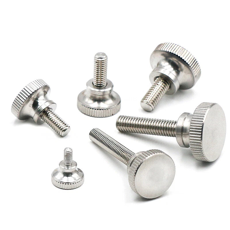 Knurled Thumb Screws Flat Round Head Grip Knob Adjustment Stainless Steel M8 M10