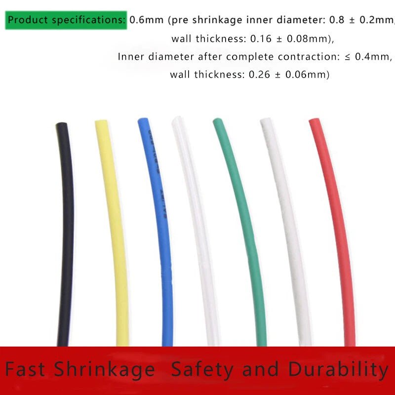 Heat Shrink Tubing – Colored Electrical Wire Wrap Sleeving (φ3mm–φ5.5mm, 7 Colors) - HomeDIYer