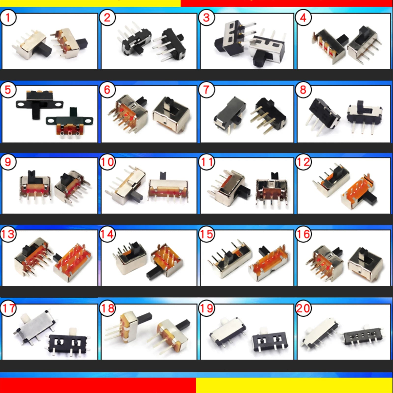 Mini Slide Switch PCB Mount — SS / SK / MSS / MSK Series, 3–8 Pin, 2mm–6mm Handle, Single & Double Row