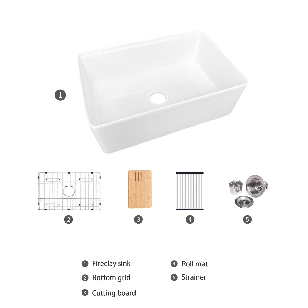 Fireclay 30" L X 20" W Workstation Farmhouse Kitchen Sink With Accessories - HomeDIYer