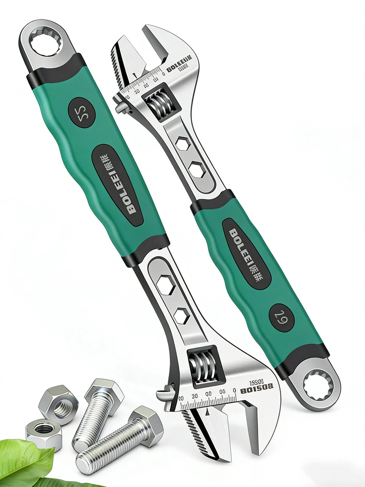Multi-function Adjustable Spanner Wrench 8" 10" 12" Metric Scale Non-slip Handle