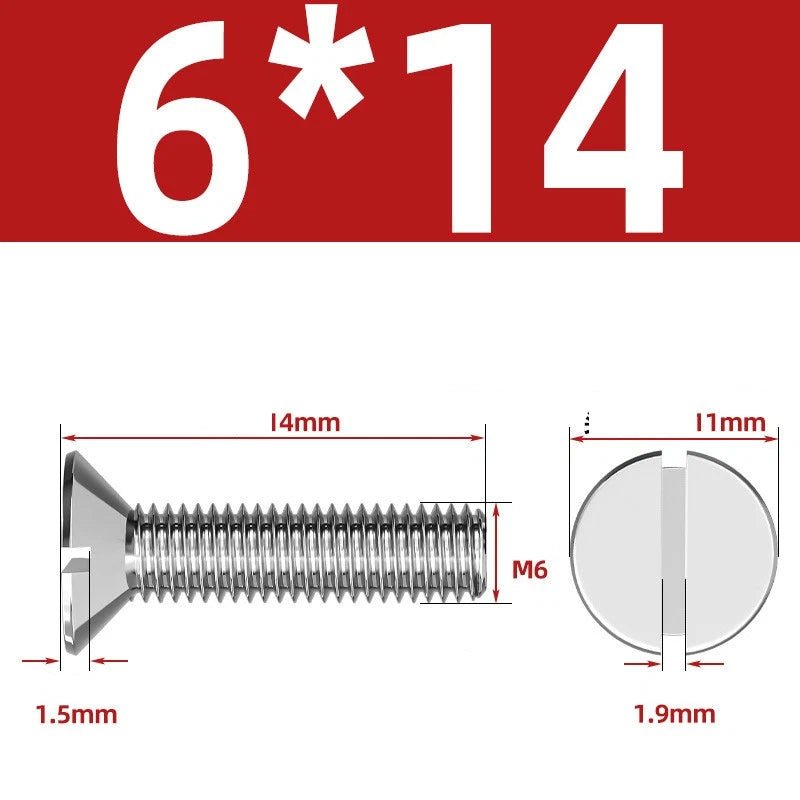 A2 Stainless Steel Slotted Countersunk Machine Screws — M1.6 to M10, Flat Head CSK Bolts - HomeDIYer