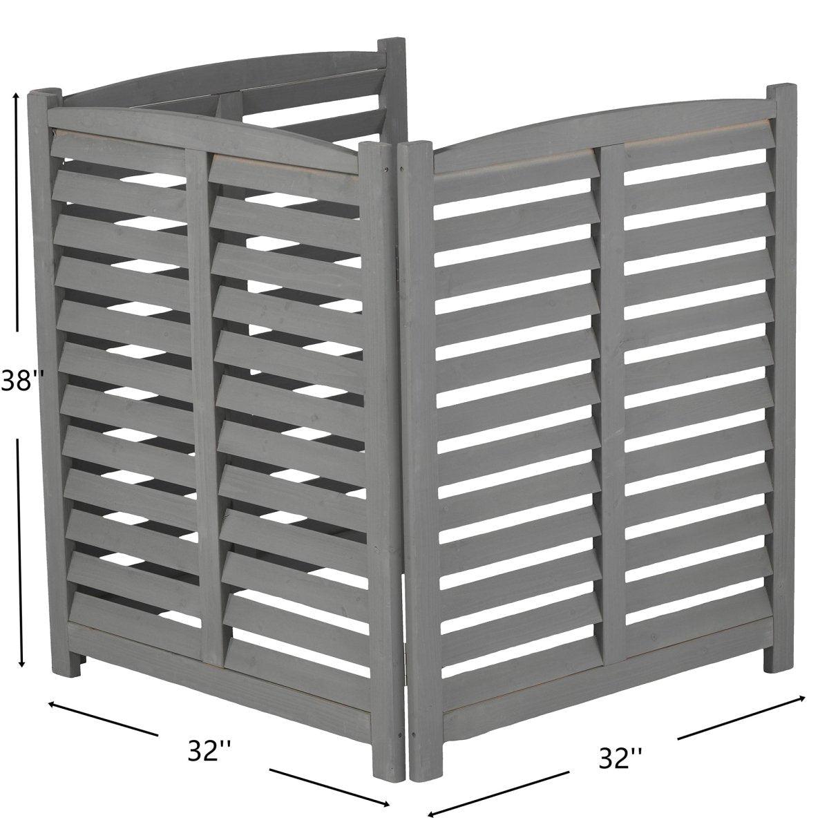 3 - Panel Outdoor Privacy Screen for AC Units | Solid Wood Ventilated Fence 32"x38" - HomeDIYer