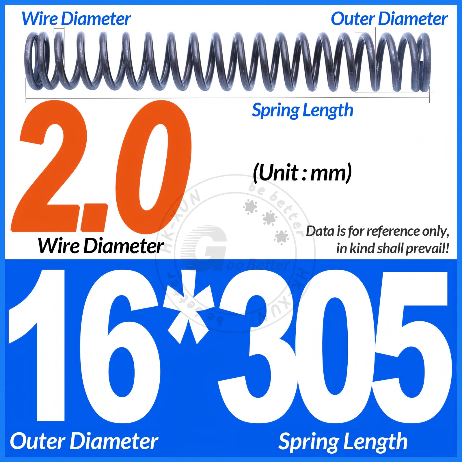 Length 305mm Compression Spring Pressure Springs OD 3-60mm Wire Dia 0.3mm-6.0mm