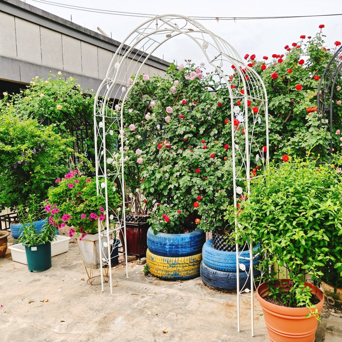 Metal Garden Arch Assemble Freely with 8 Styles Garden Arbor Trellis Climbing Plants Support Rose Arch Outdoor Arch Wedding Arch Party Events Archway Cream White - HomeDIYer