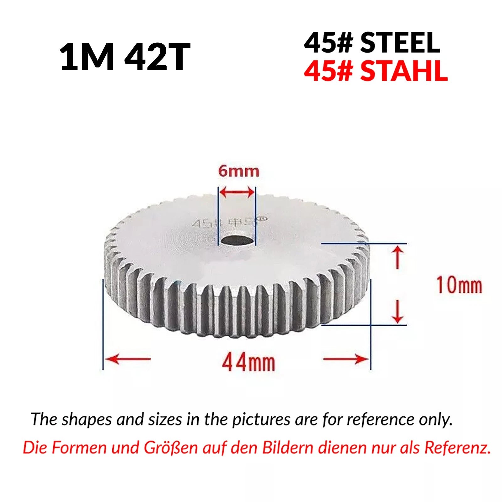 1/1.5/2 Mod 12T-150T Spur Gear 45# Steel Pinion Gear Thickn10-20mm Transmission