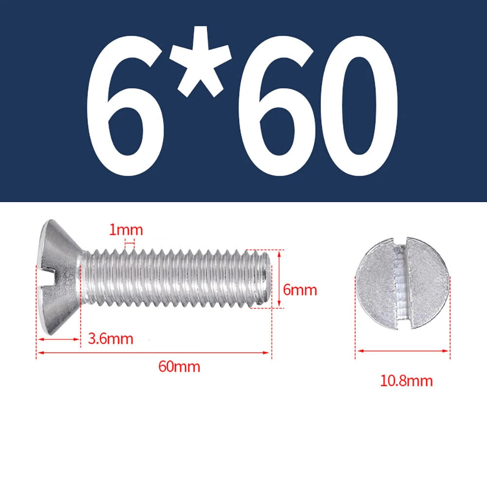 M1.6–M8 A2 Stainless Steel Flat Head Slotted Machine Screws | Countersunk Bolts