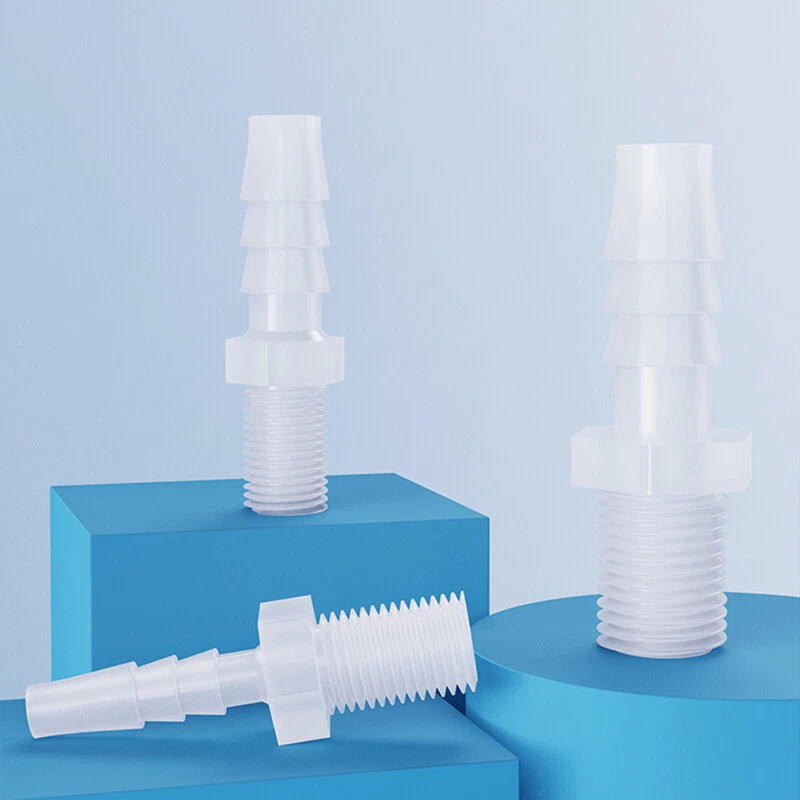 BSP Metric Male Thread Plastic Hose Connector — Straight Barbed Joiner (PP/PE, 1/8" to 3/4")