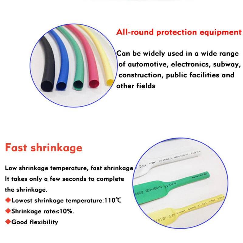 Heat Shrink Tubing φ8mm — Electrical Sleeving for Cable & Wire, 7 Colors