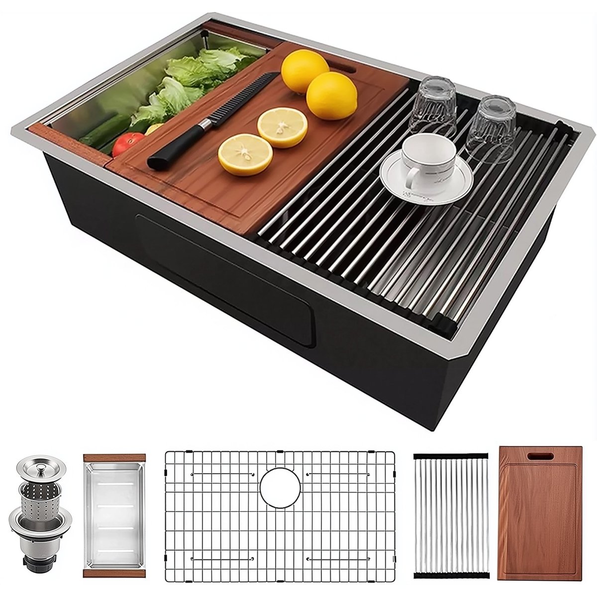 33 Undermount Workstation Sink - 33 x 19 Inch Undermount Stainless Steel Kitchen Sink 18 Gauge, Handmade R10 Radius 10 Inch Deep Undermount Single Bowl Sink with Accessories - HomeDIYer
