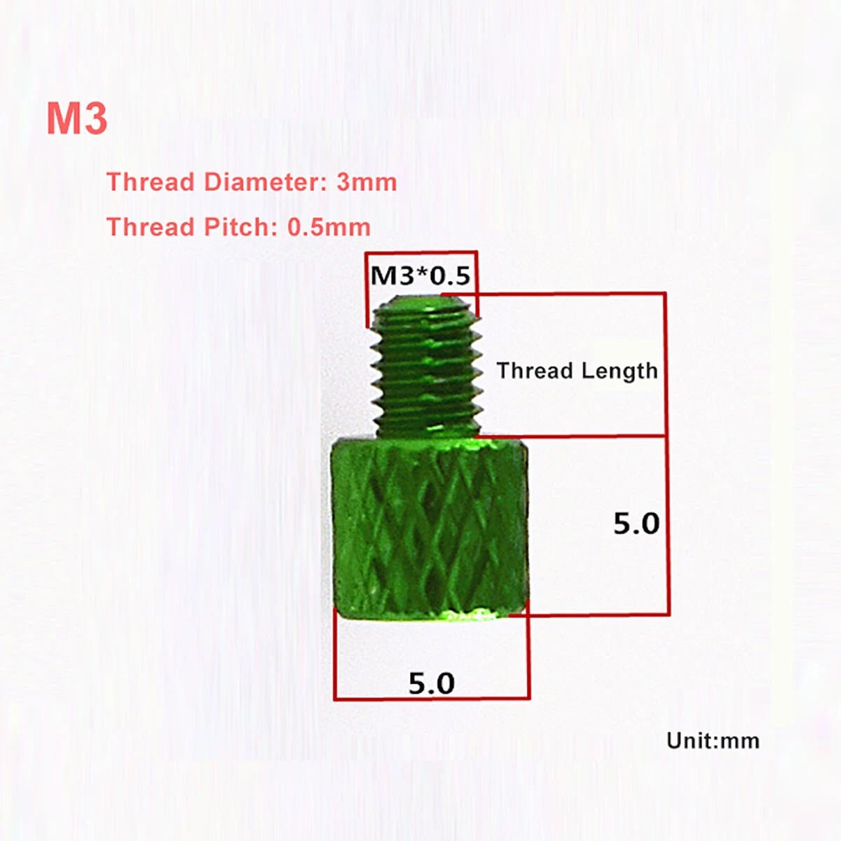 M3 x 4mm Aluminum Anodized Knurled Thumb Screws – PC Case Hand Grip Knob Bolts (5mm Head, 10 Colors) - HomeDIYer
