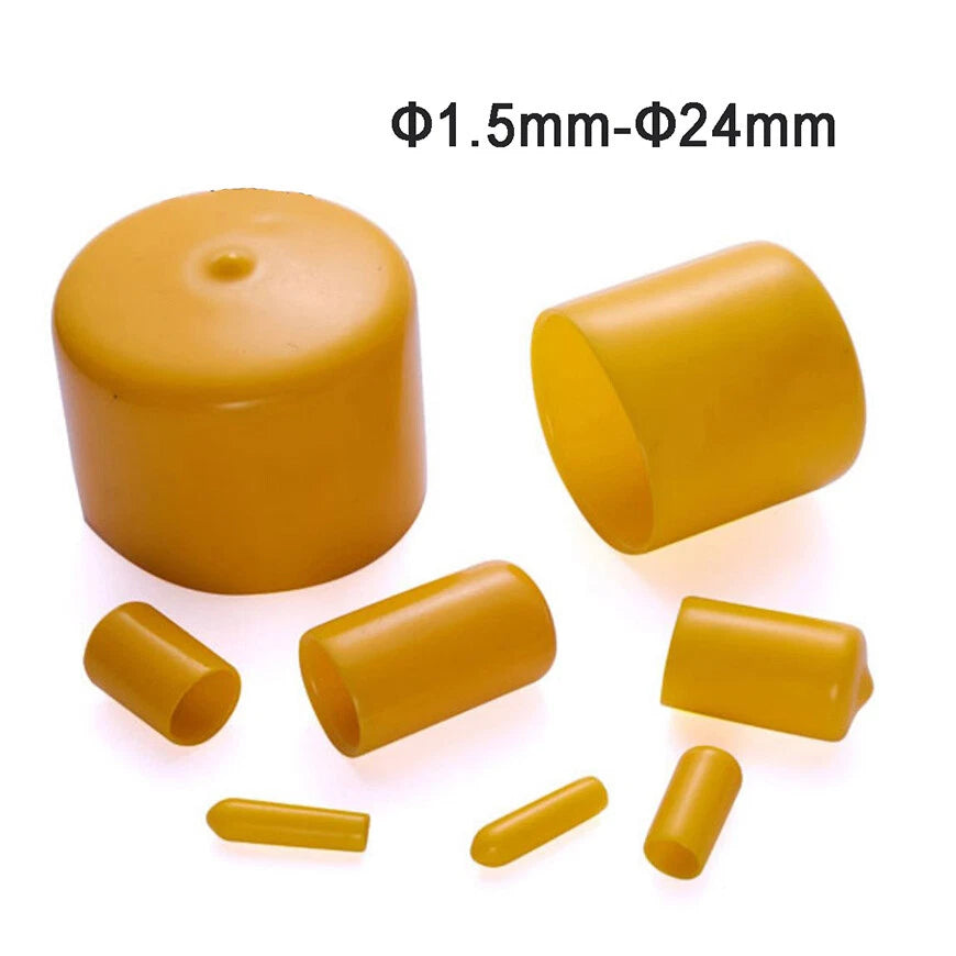 Rubber Thread Protector Caps – Φ1.5mm to Φ24mm, Yellow & 6 Colors (PVC Vinyl)