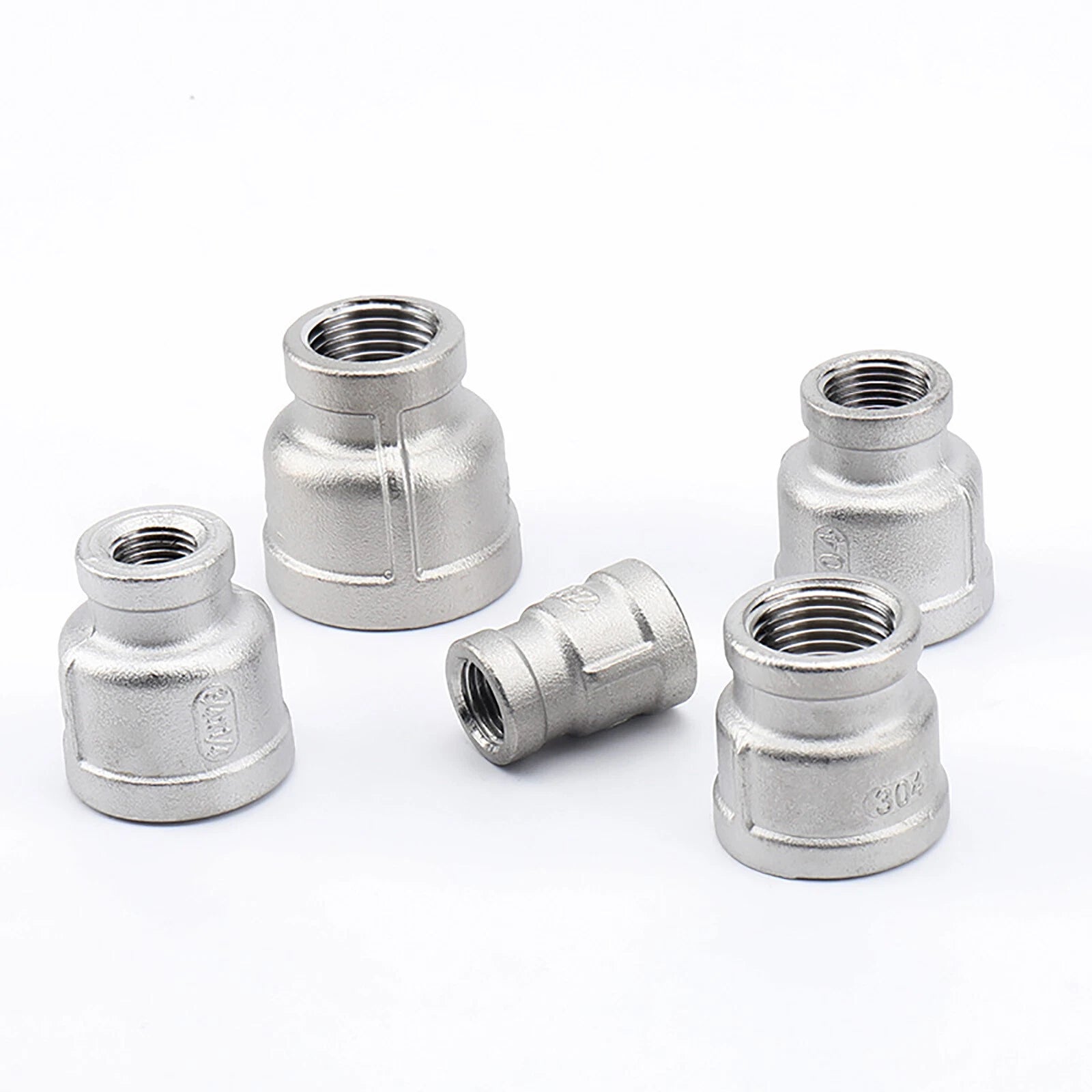 304 Stainless Steel BSP Reducing Socket Pipe Fitting Adapter — Multiple Sizes