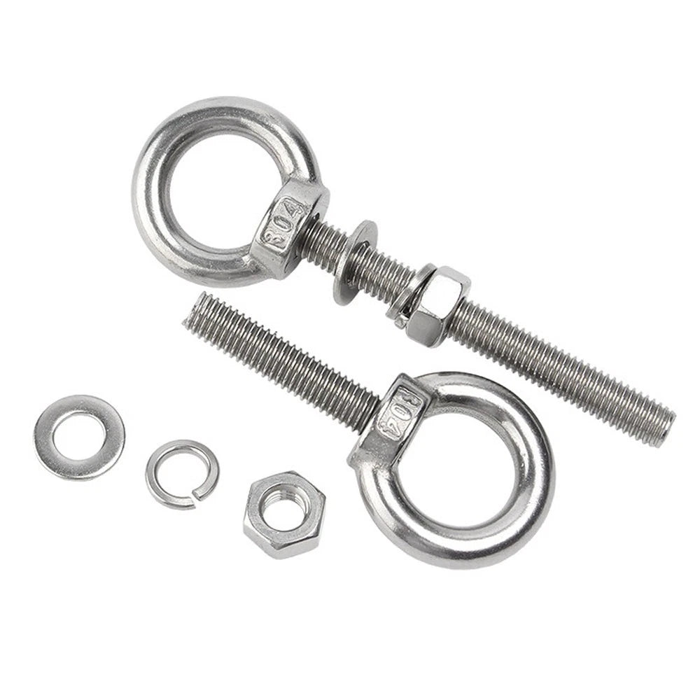 A2 Stainless Steel Lifting Eye Bolts + Nuts & Washers M4 M5 M6 M8 M10 M12 to M24