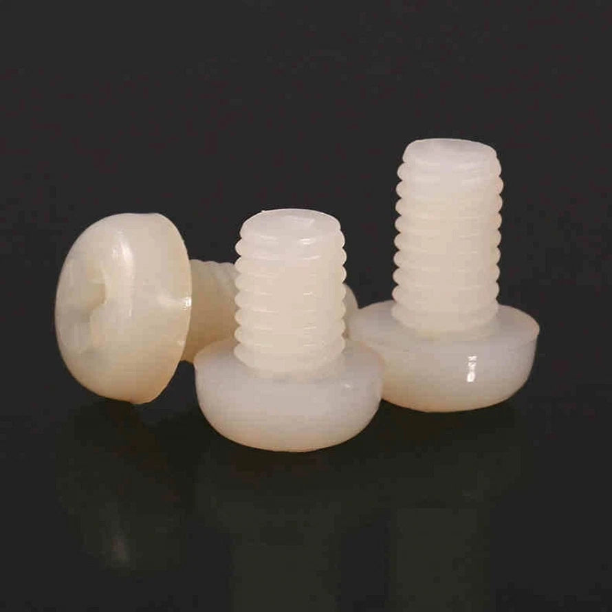 White Nylon Pan Head Phillips Machine Screws M2 M2.5 M3 — Non-Conductive PA66 Plastic Screws 4mm to 30mm