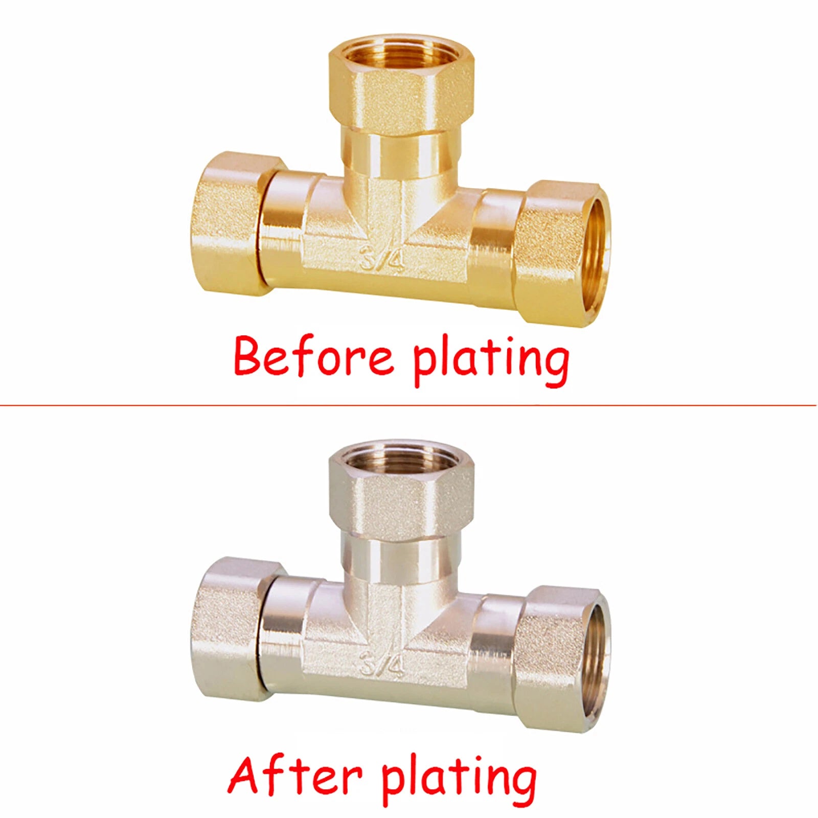 3/4" - 1/2" BSP Brass Pipe Fittings – Elbow 90°, Tee & Union Coupler, Male & Female Thread