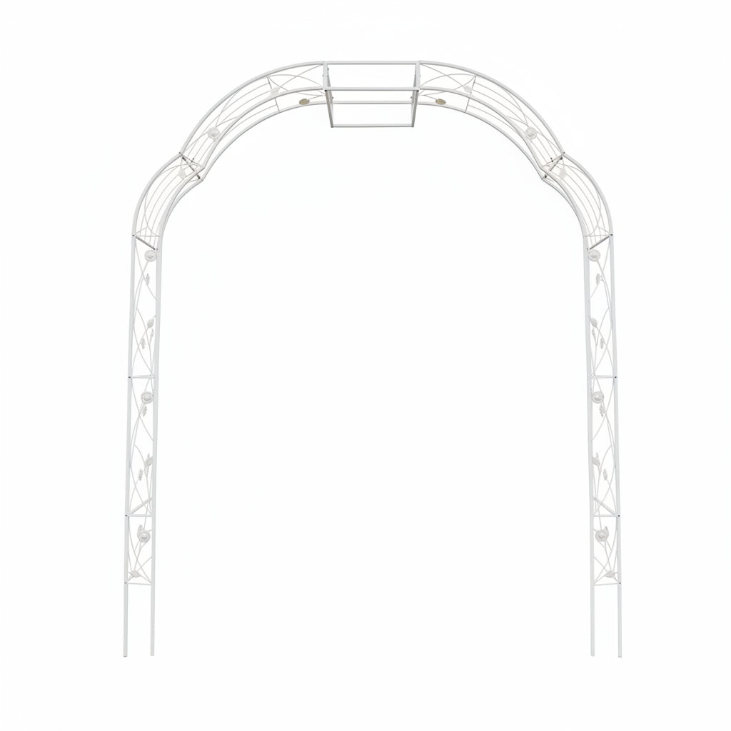Metal Garden Arch 74.4x98.4in Cream White Climbing Plants Rose Arbor | HomeDIYer